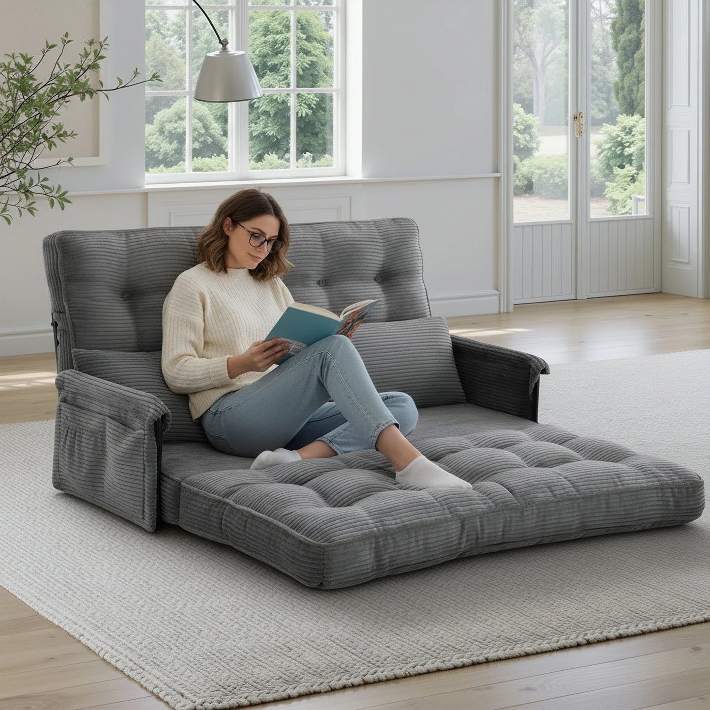 Gaohappy Adjustable Foldable Floor Sofa Bed With Storage Pocket