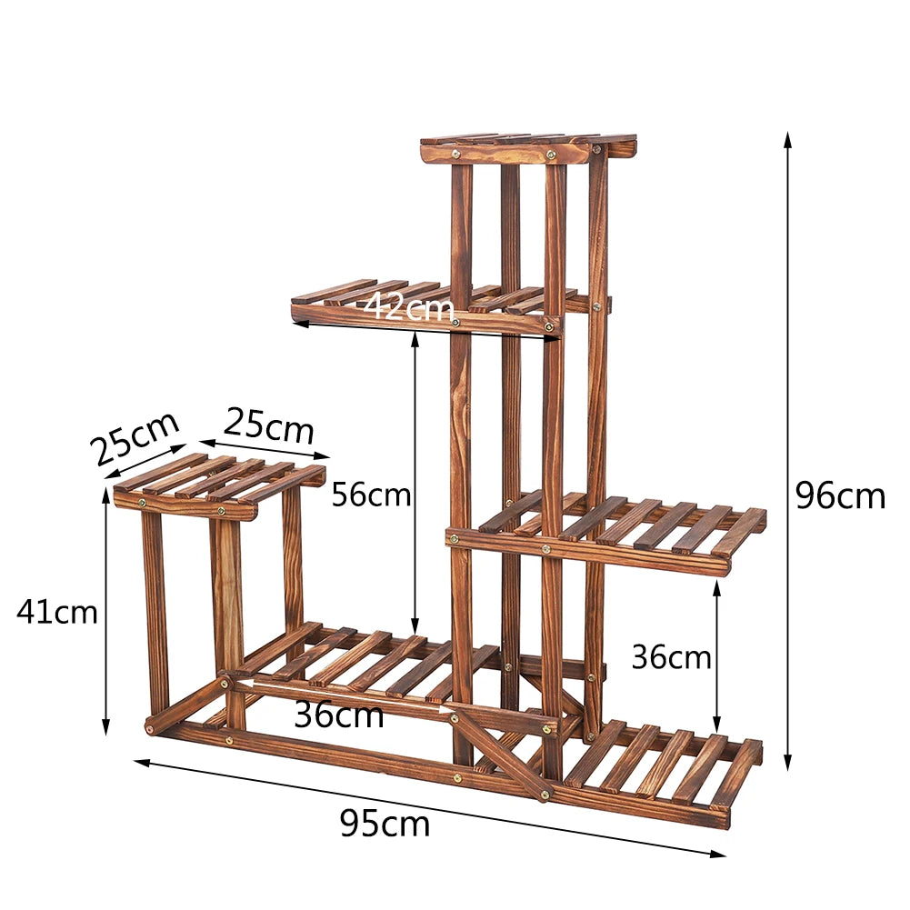 Wisfor Six Tier Wood Plant Stand Indoor Outdoor Garden Display