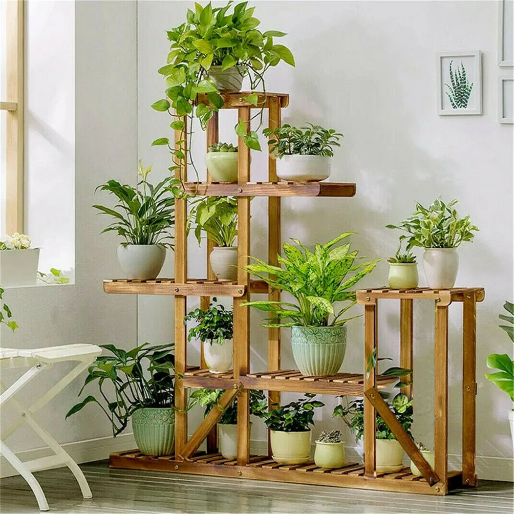 Wisfor Six Tier Wood Plant Stand Indoor Outdoor Garden Display