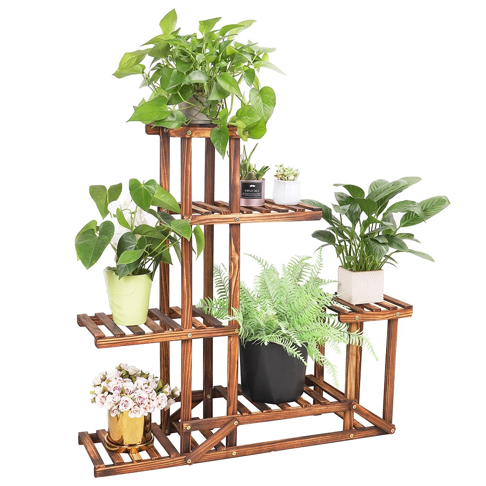 Wisfor Six Tier Wood Plant Stand Indoor Outdoor Garden Display