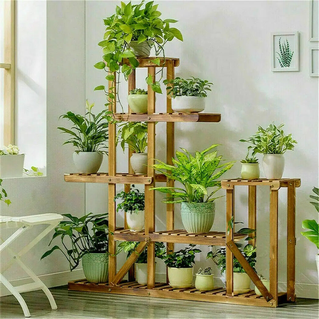 Wisfor Six Tier Wood Plant Stand Indoor Outdoor Garden Display