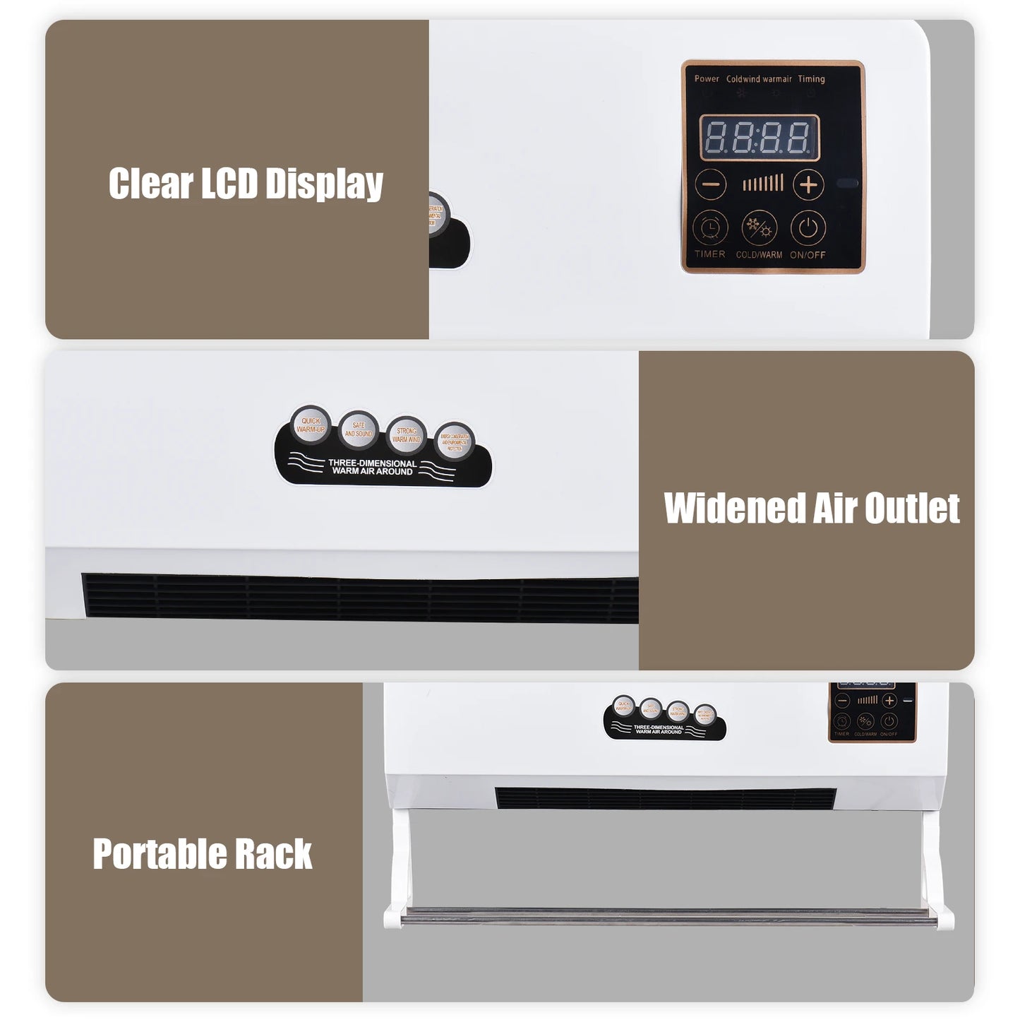 2 In 1 Heater And Fan With WirelessRemote Wall Mount