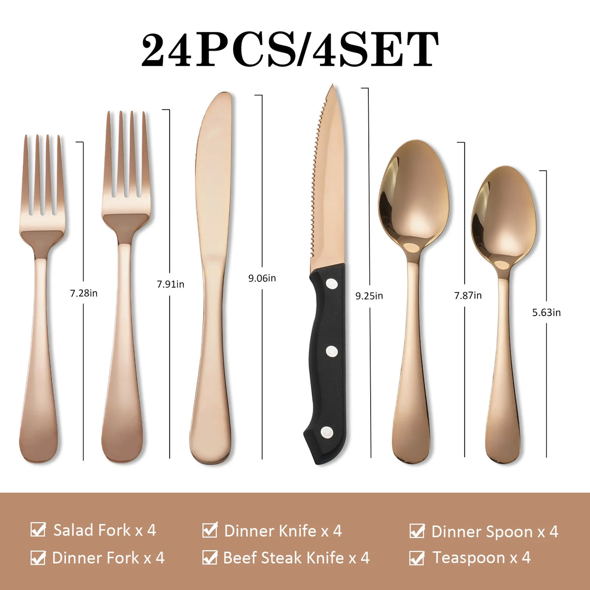 HANSMART Stainless Steel Flatware Set With Steak Knives