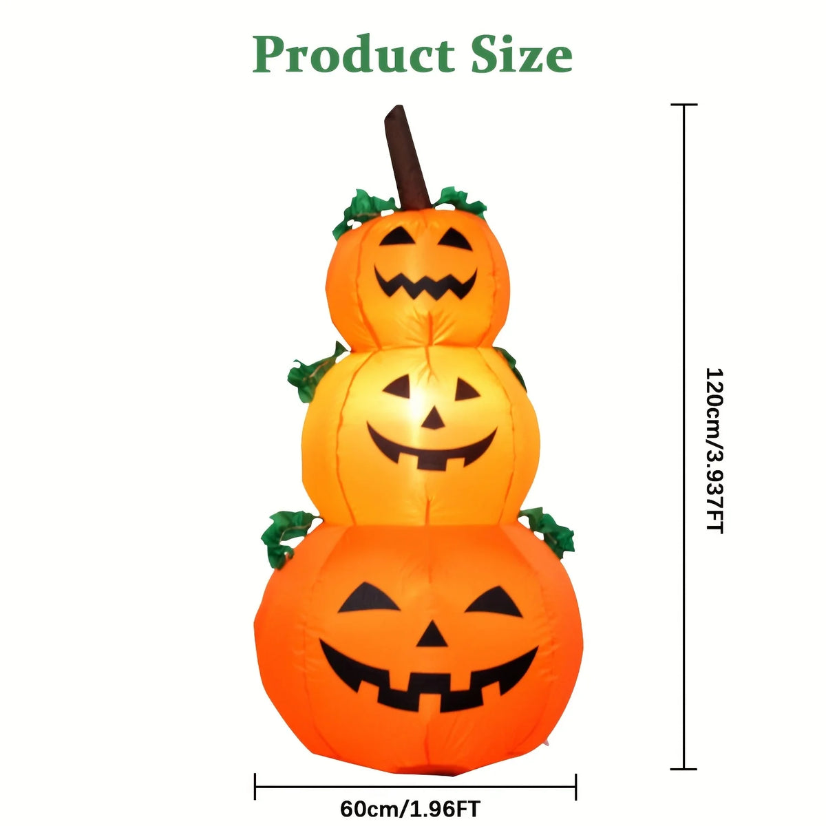 3.9FT LED Halloween Inflatable Pumpkin Decoration Stacked Pumpkins Blow Up with Built-in Lights Outdoor Airblown Yard Decor for Garden Lawn Porch Party Glowing Pumpkin Photobooth Prop New Arrivals
