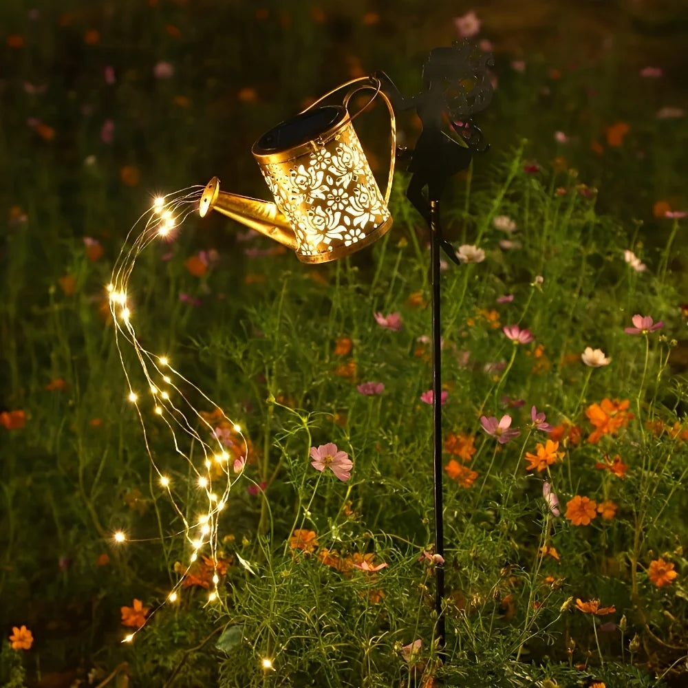 Solar Watering Can Fairy Lights Outdoor Garden Decoration
