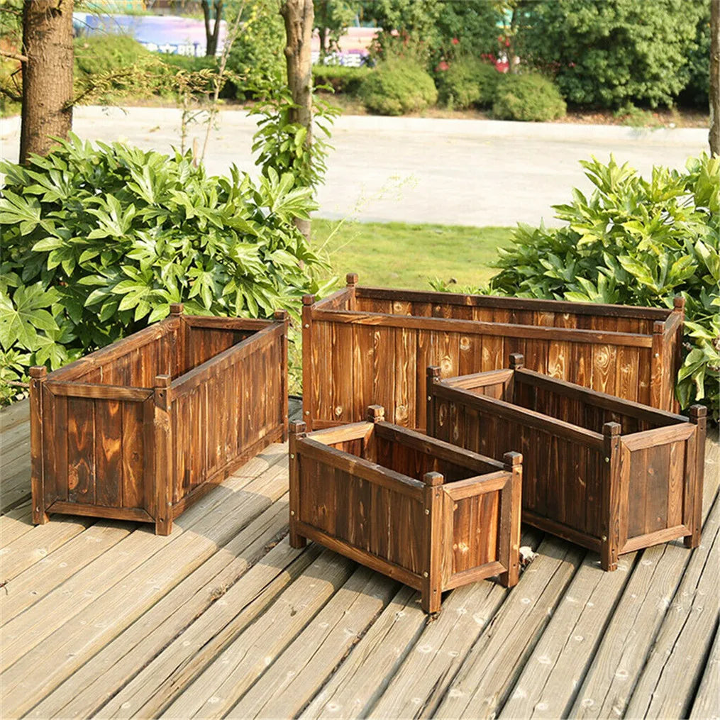 Wooden Raised Garden Bed Planter Box For Indoor Outdoor Growing