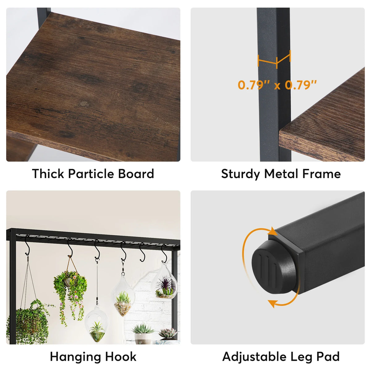 Tribesigns Five Tier Indoor Plant Stand With Hanging Hooks