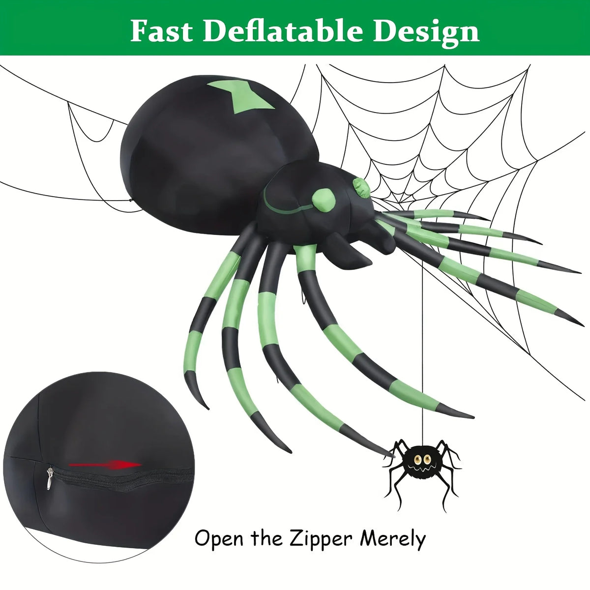 Giant LED Glowing Inflatable Spider Halloween Yard Decoration