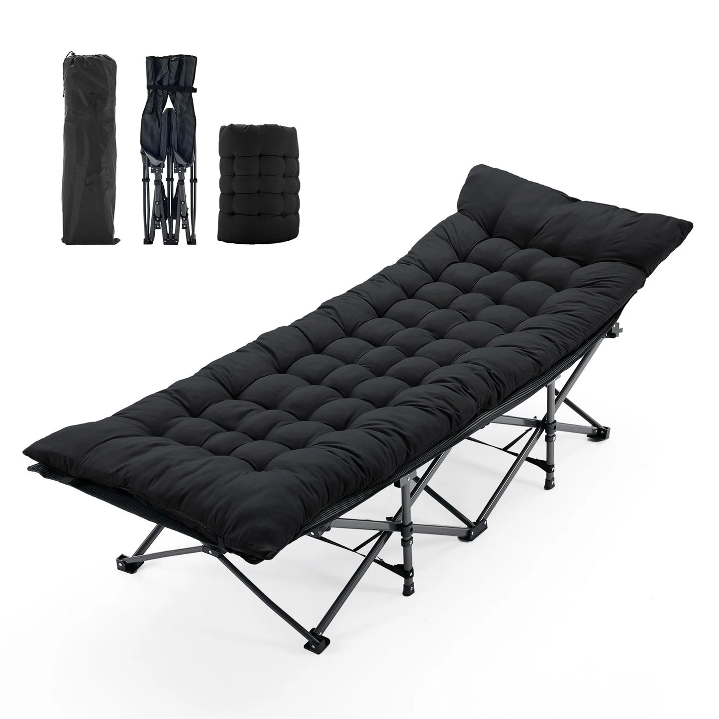JHK Folding Camping Bed Lounge Chair With Storage Case
