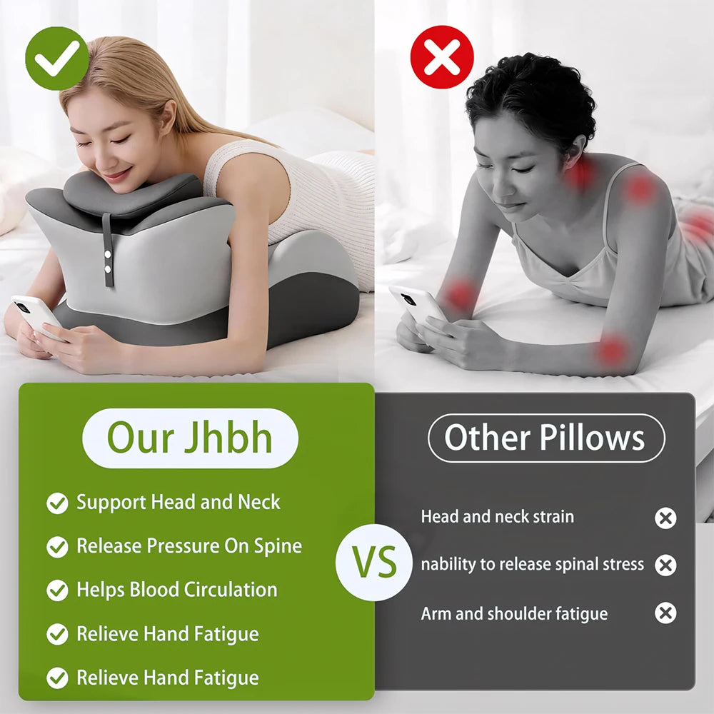 Ergonomic Memory Foam Prone Reading Pillow For Comfortable Bed Rest