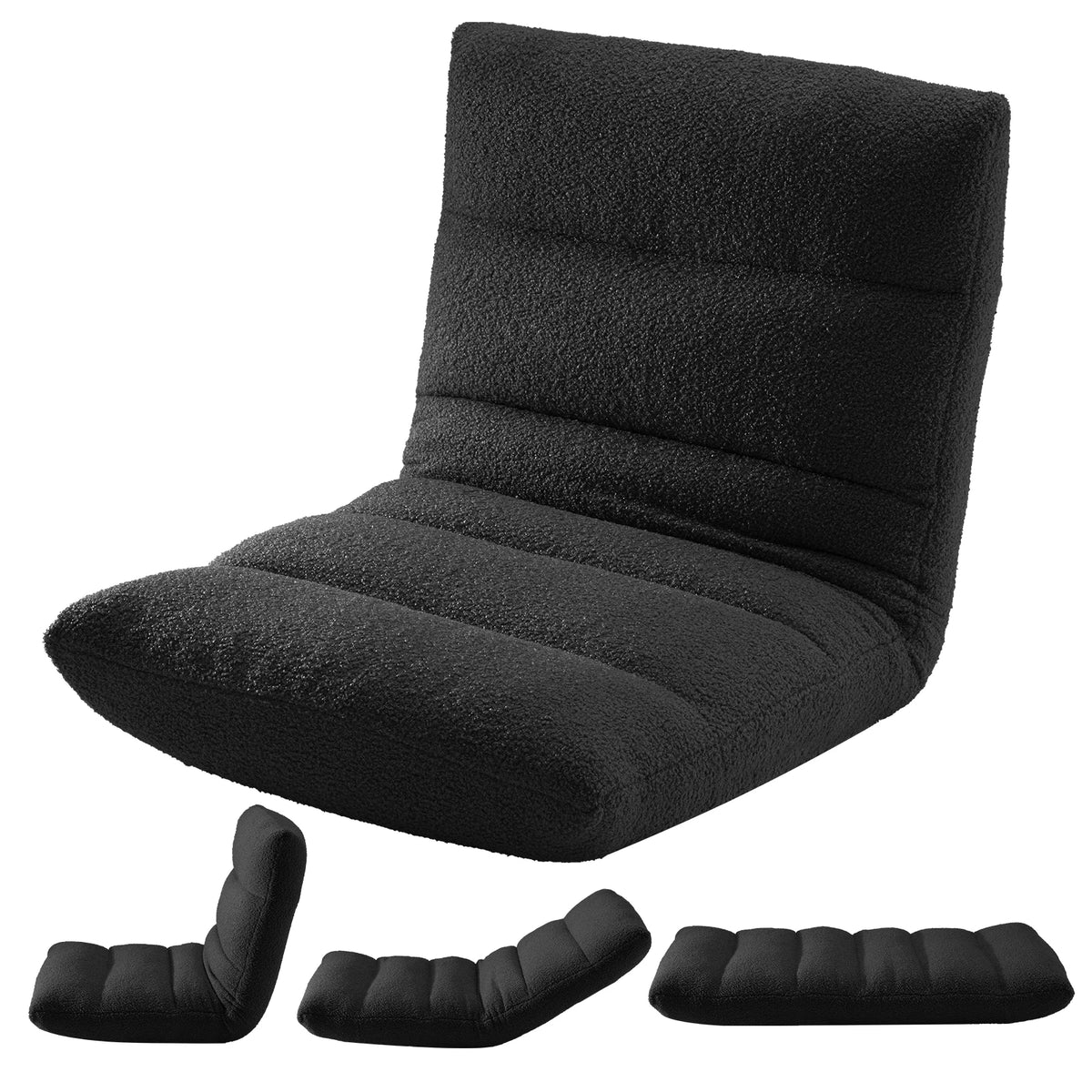 JHK Folding Floor Chair With Adjustable Back Support