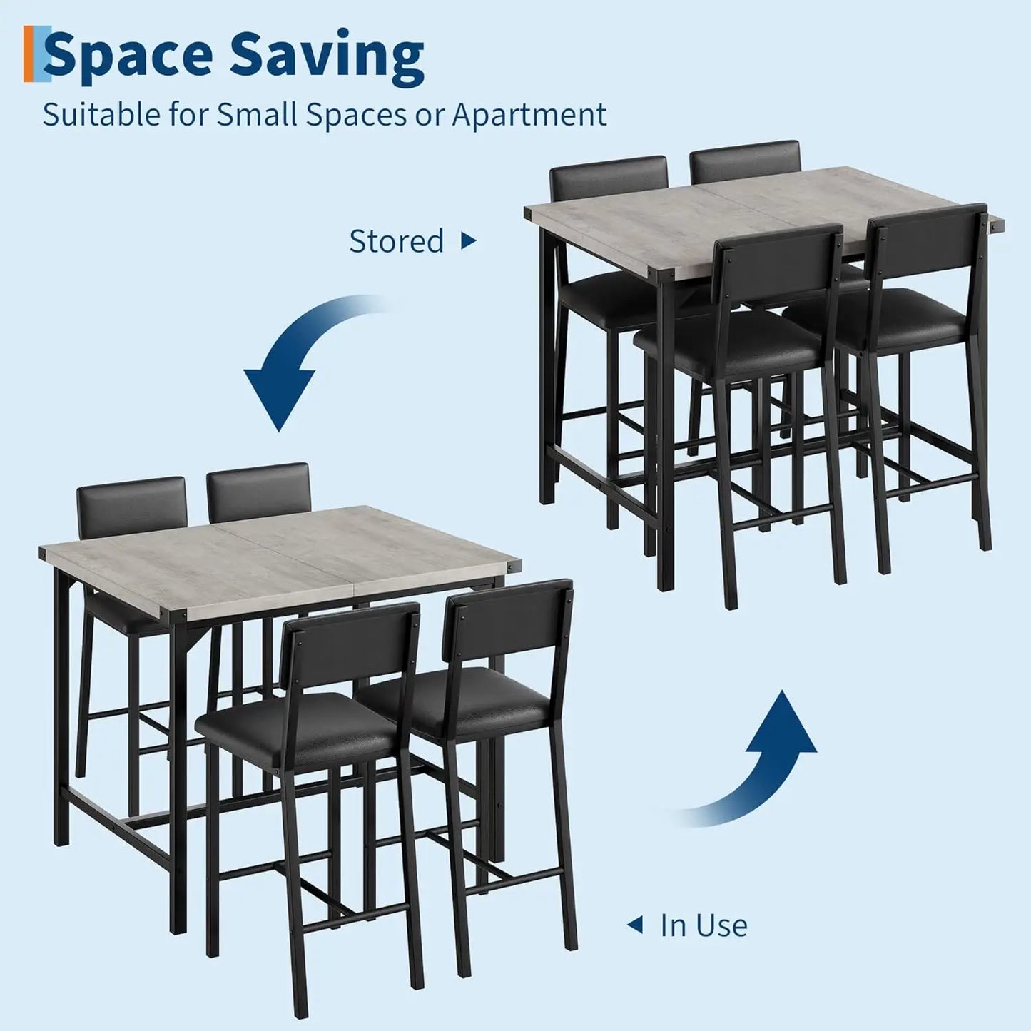 HiMISS 5 Piece Dining Table Set With 4 Upholstered Chairs