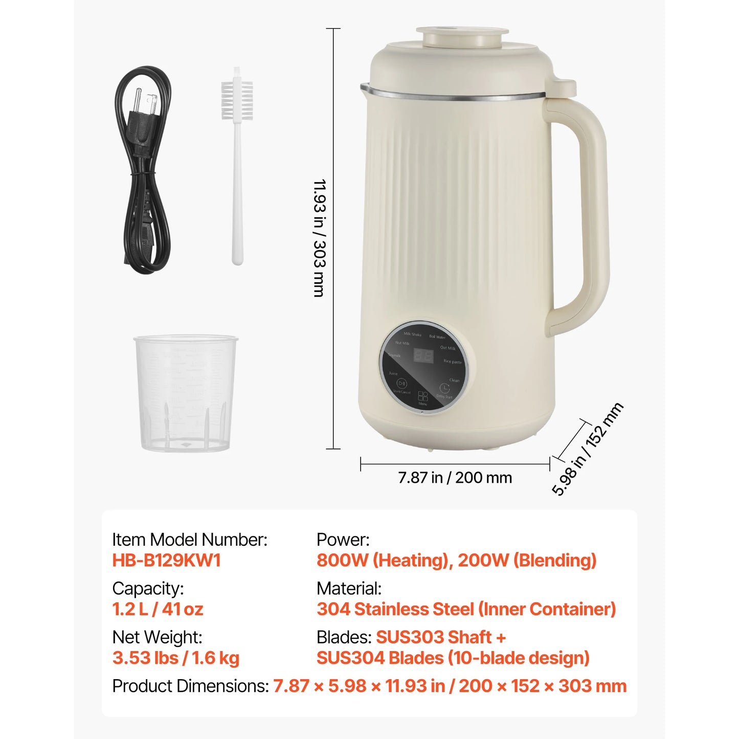 VEVOR 8-in-1 Nut Milk Maker With Self Cleaning
