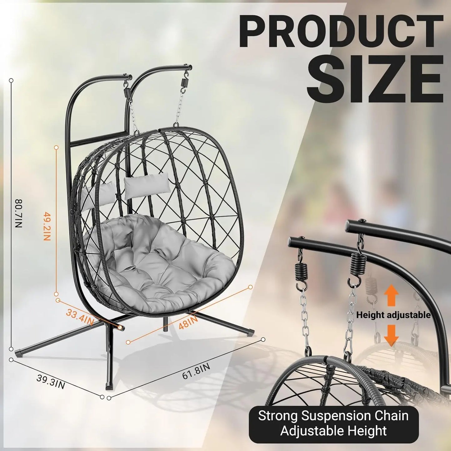 Egg Chair With Stand Outdoor Rattan Wicker Hammock Chair
