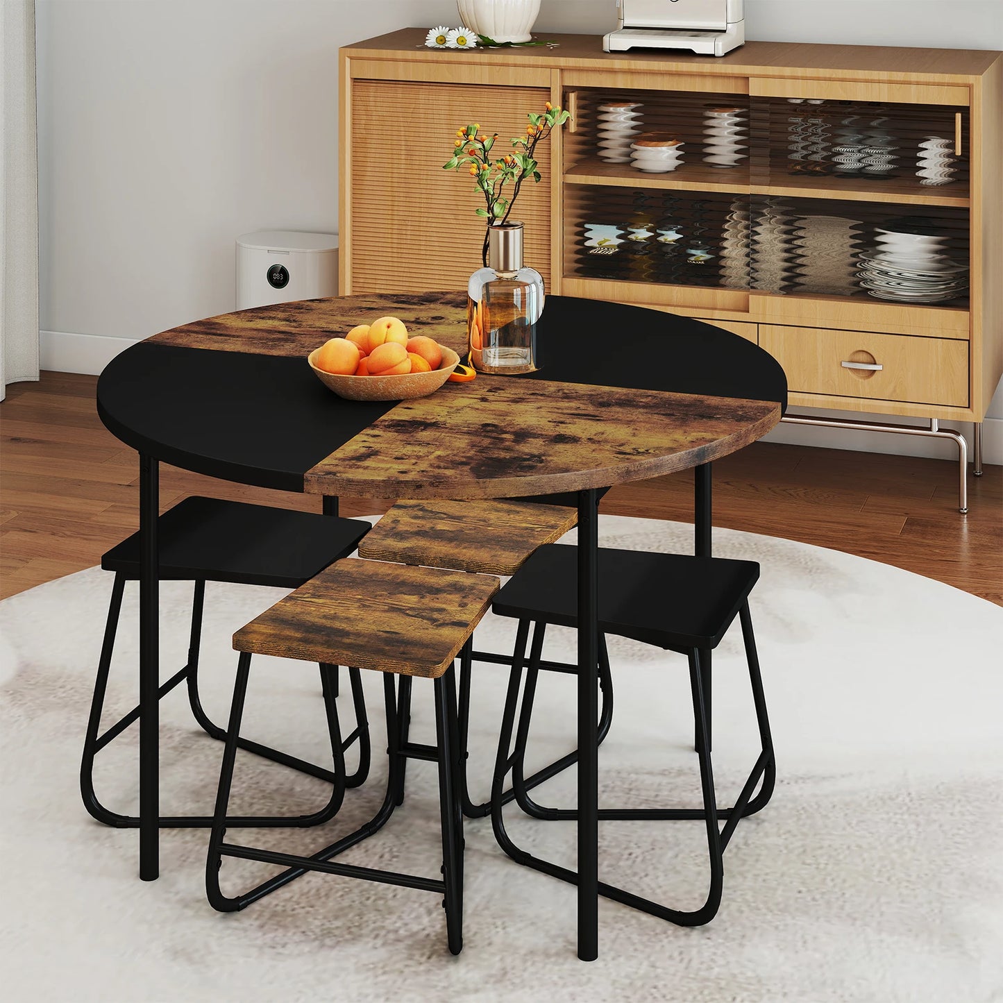 HOMASIS 5Piece Dining Set For Four With Wood Tabletop
