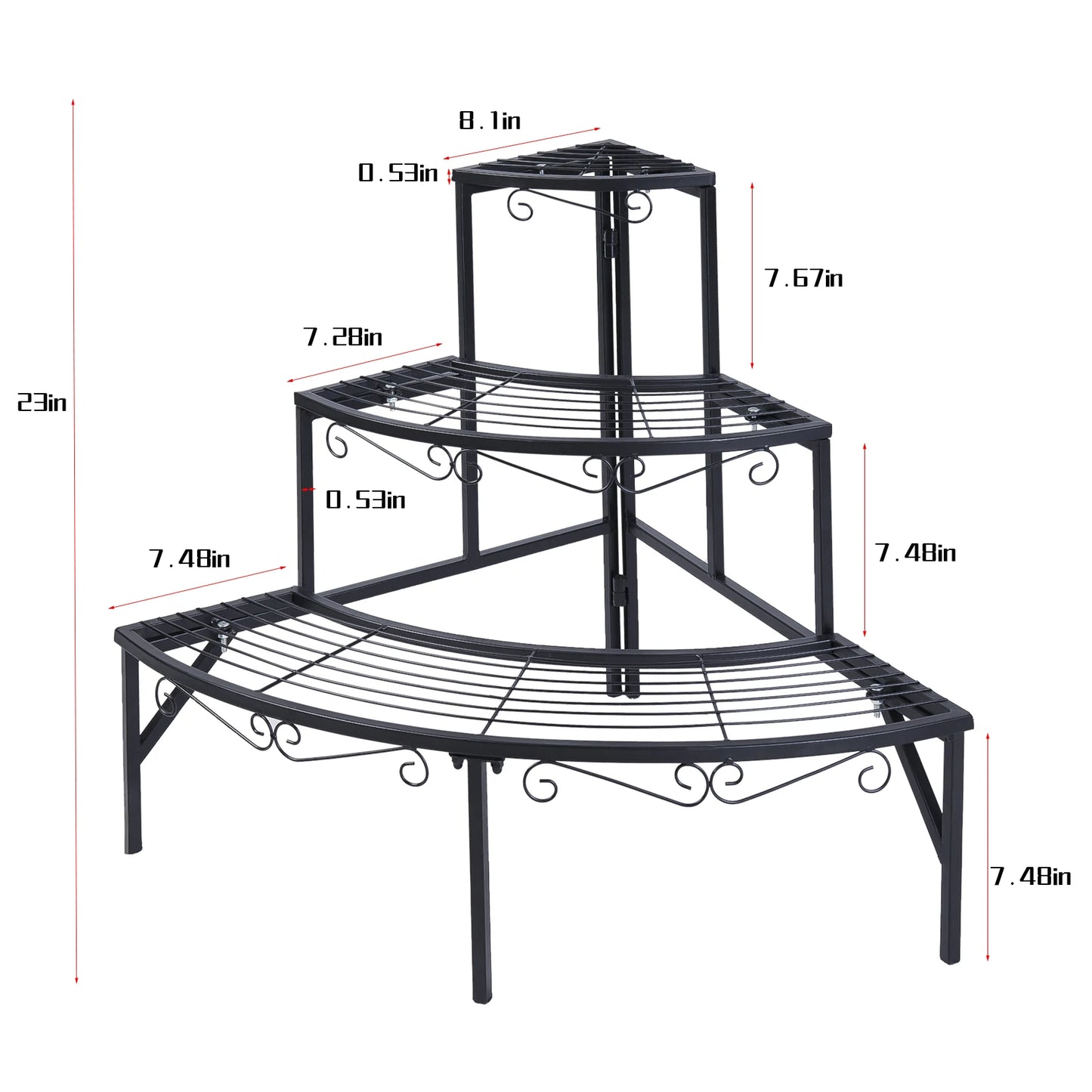 Wisfor Three Tier Corner Ladder Metal Plant Shelf For Garden
