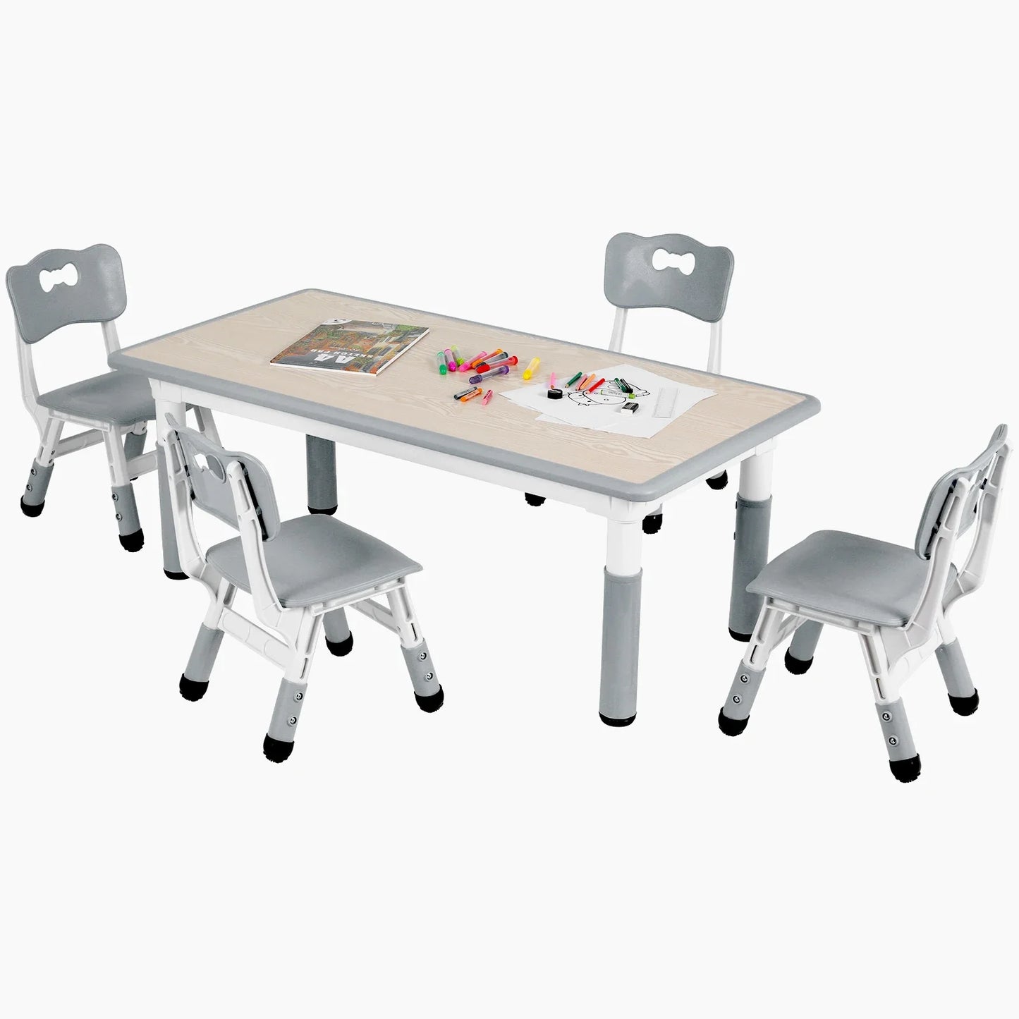AuAg Kids Table And 4 Chairs Set Height Adjustable Graffiti