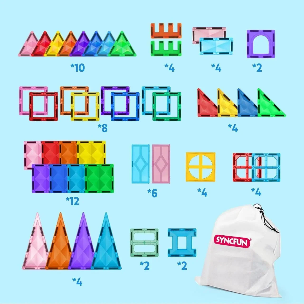 Joyfy Magnetic Building Tiles 66pcs Educational STEM Toy For Kids