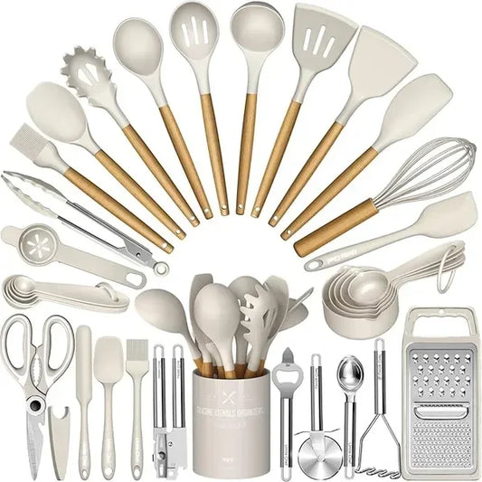 Silicone Kitchen Utensil Set With Heat Resistant Nonstick Tools