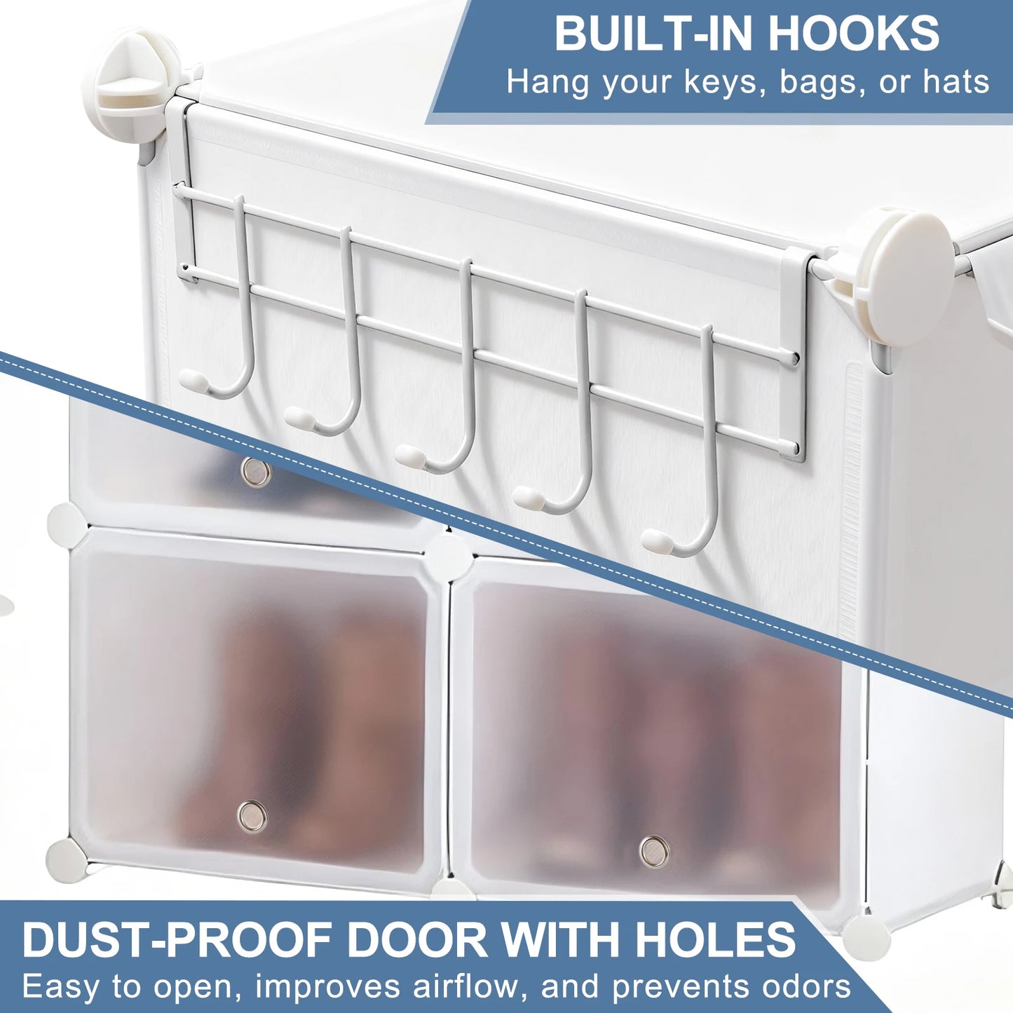 JHK 8 Tier Stackable Shoe Storage Cabinet With Door