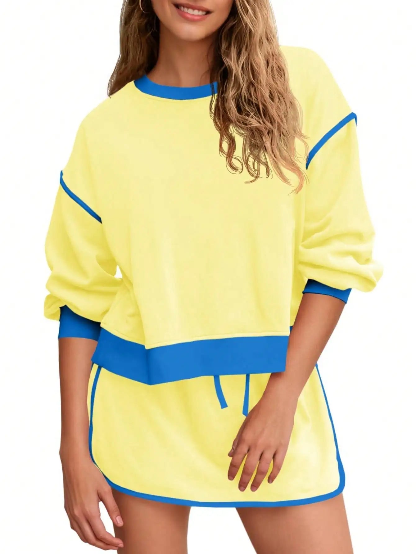 Fisoew Women's Crewneck Sweatsuit Set Oversized Loungewear