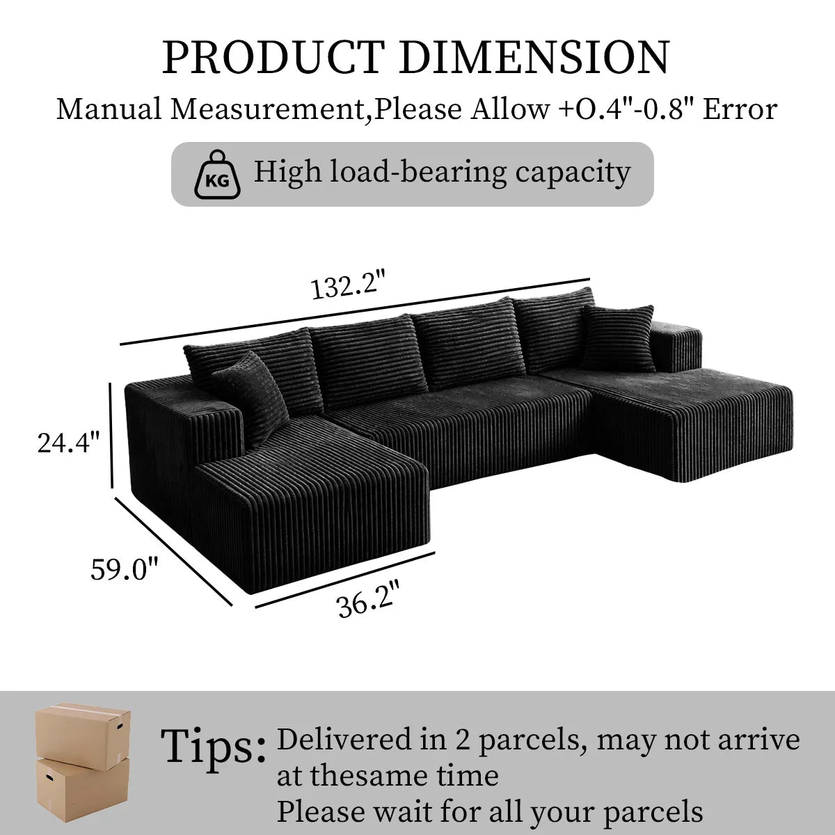 Modern U Shaped Modular Sectional Sofa With Dual Chaise Lounge