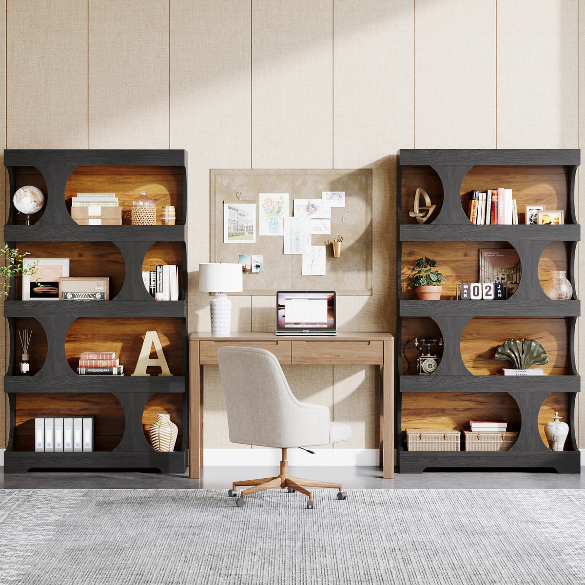 Tribesigns S-Shaped 4-Tier Wooden Bookcase Display Storage Shelves