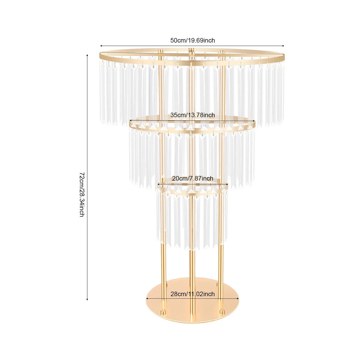 Gold Crystal 3 Tier Flower Stand For Weddings And Events