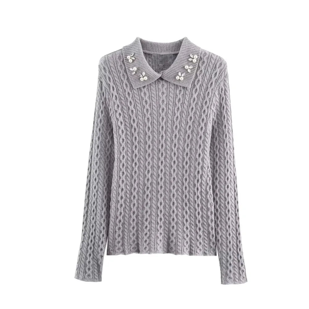 Women Casual Knit Pullover Hoodie With Zippers