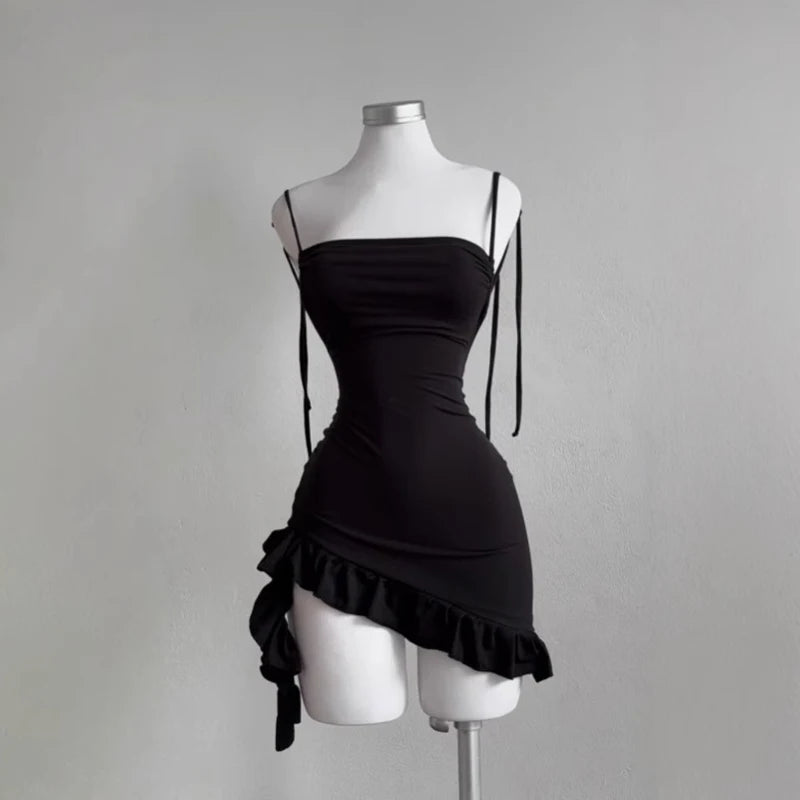 Linglsix Lace Up Sleeveless Backless Bodycon Mini Dress
