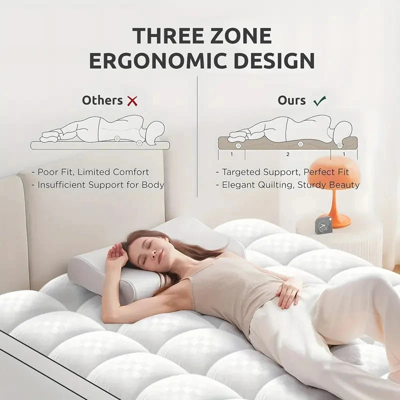 HGETVE Extra Thick Mattress Topper 1000Gsm Cooling Noiseless Fitted