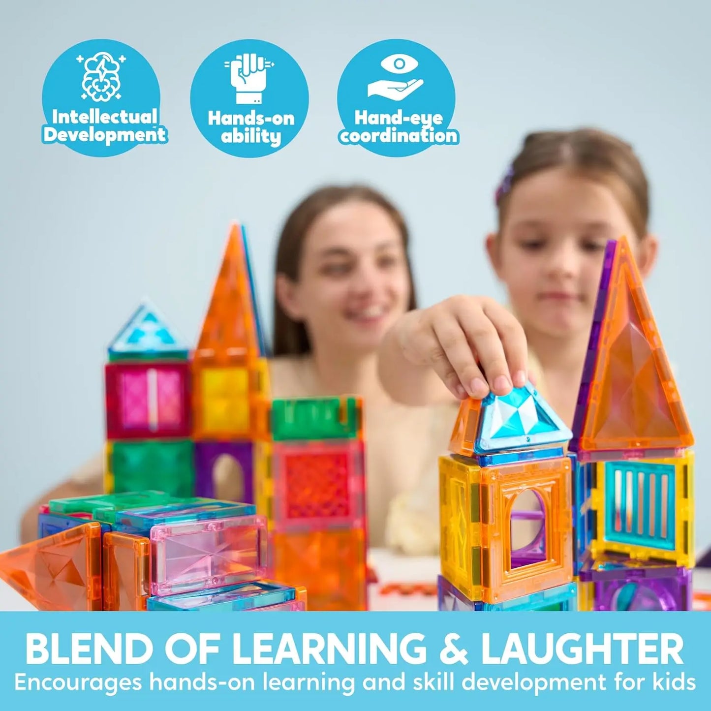 Joyfy Magnetic Building Tiles 66pcs Educational STEM Toy For Kids