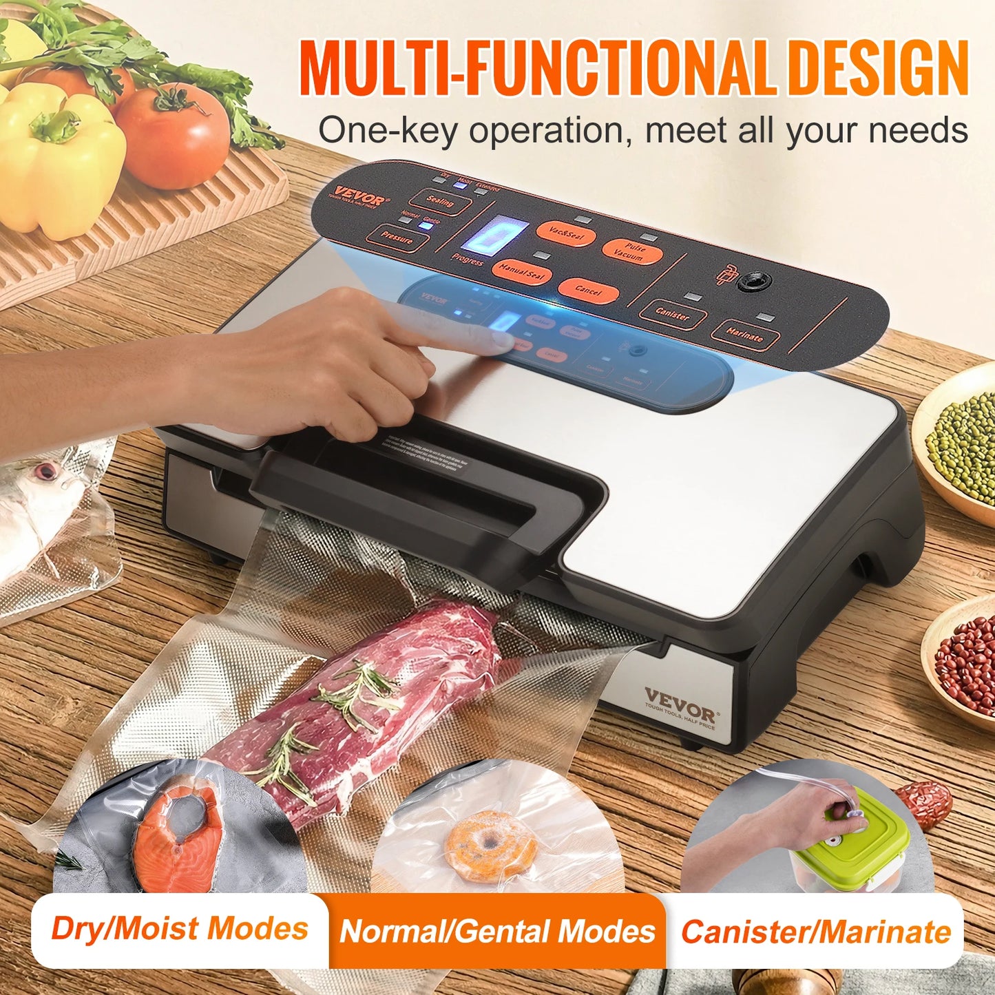 Succebuy 130W Vacuum Sealer With Bags For Kitchen Food Preservation