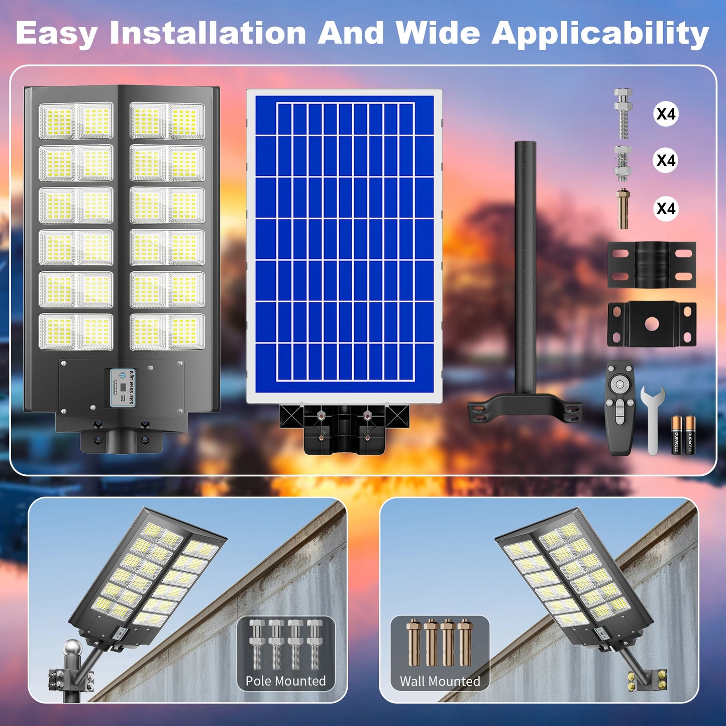 6000W Waterproof Solar Street Light With Auto Dusk Motion Sensor