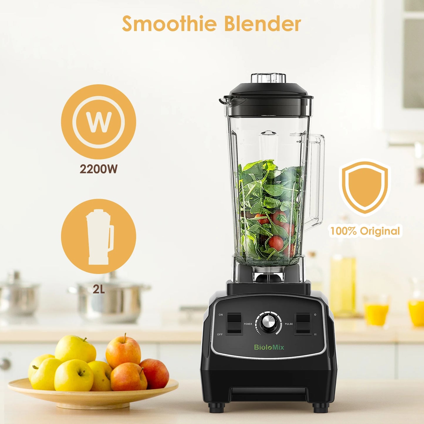 Biolomix Heavy Duty Commercial Blender Mixer 2200W