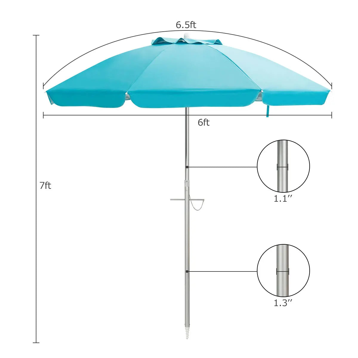 Homasis Tilt Aluminum Patio Beach Umbrella With Carry Bag