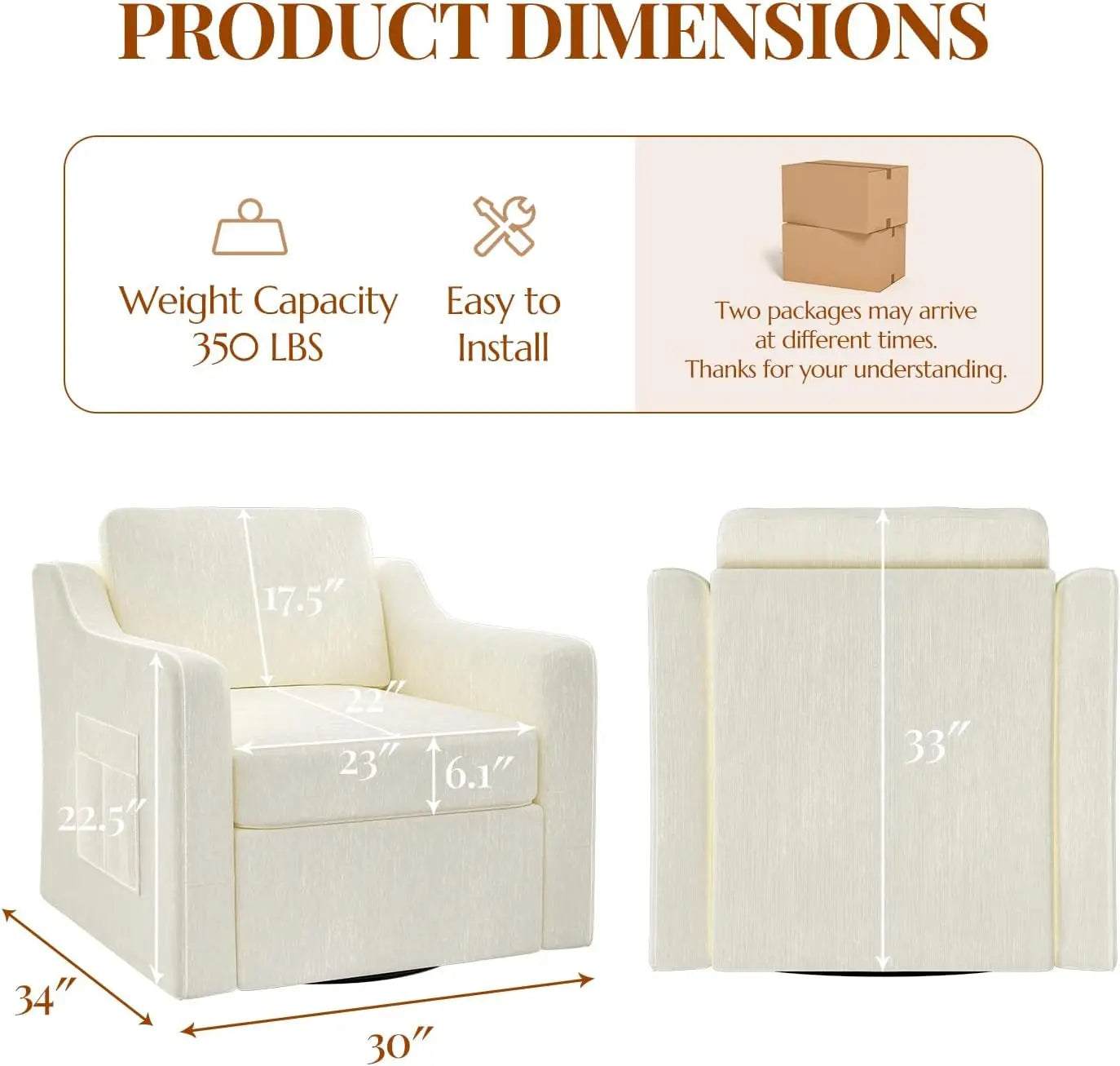 360-degree swivel accent chairs set of 2, upholstered armchairs with cushioned seats and supportive backs.