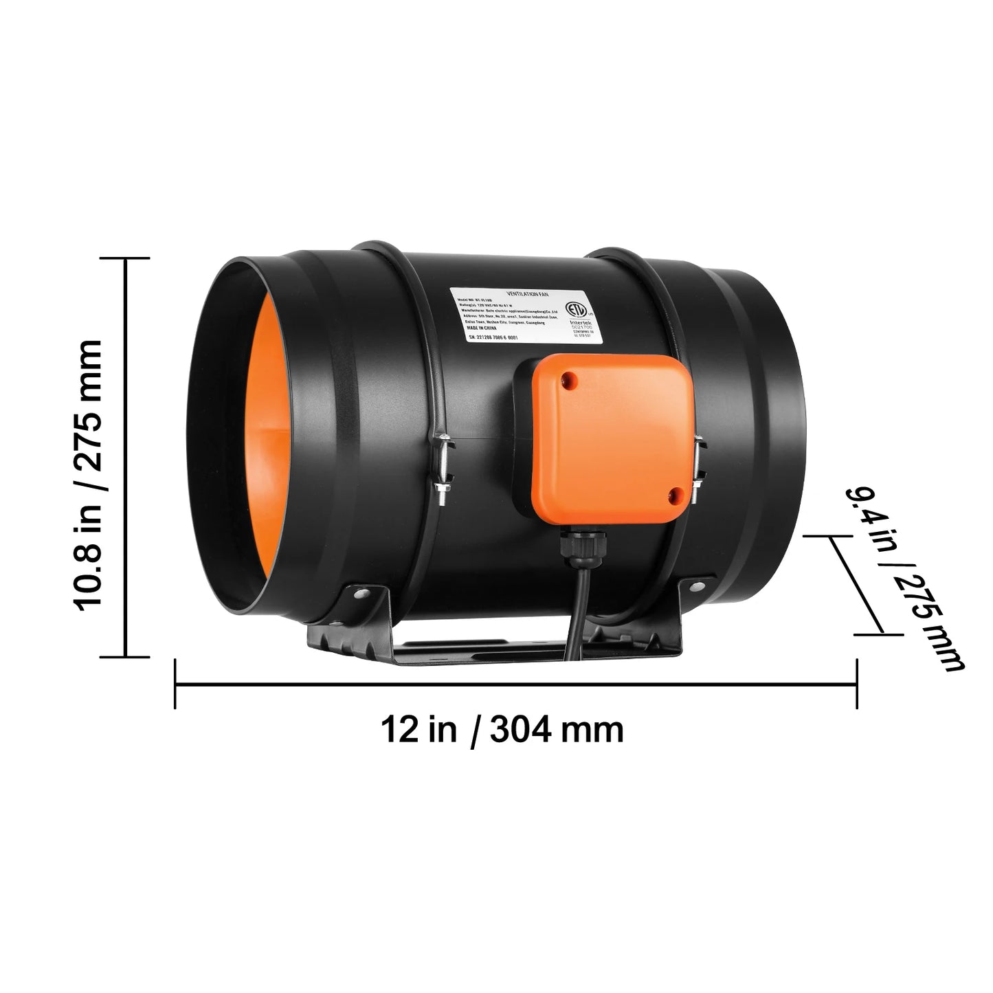 VEVOR Inline Duct Fan With Temperature Humidity Controller EC Motor