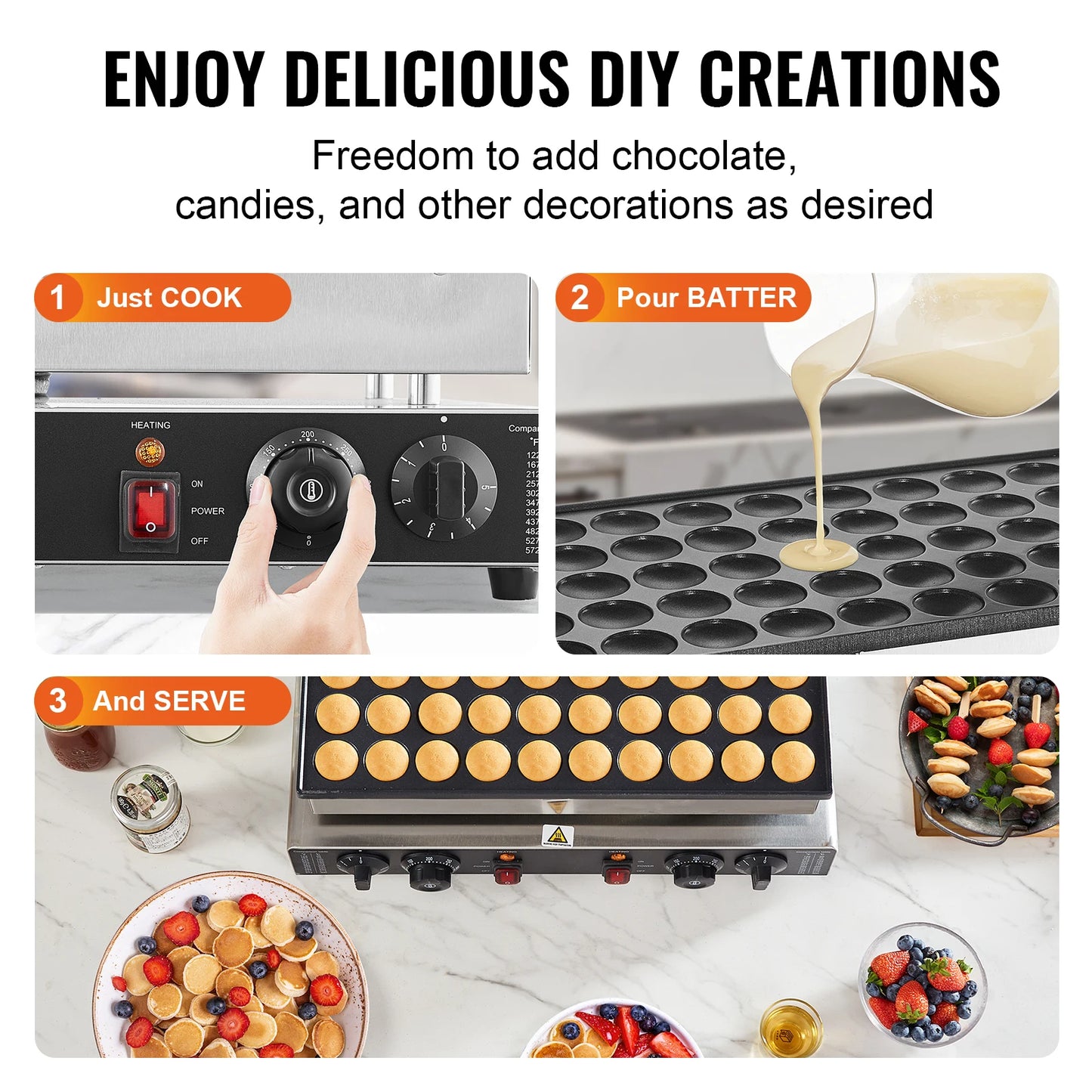 SucceBuy 50Pcs Mini Dutch Pancake Maker With Dual Temp Control