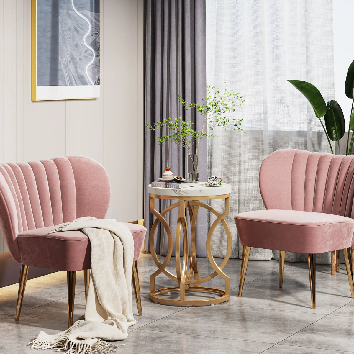 Tribesigns Modern Round End Table with Distinctive O Shaped Base