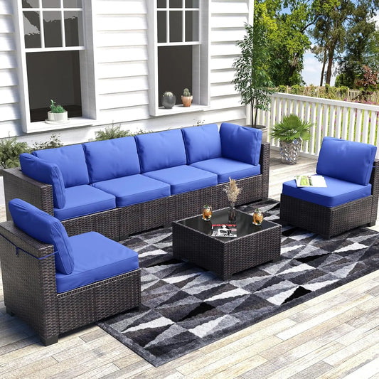 HiMISS Outdoor Modular Rattan Sectional Sofa Conversation Set
