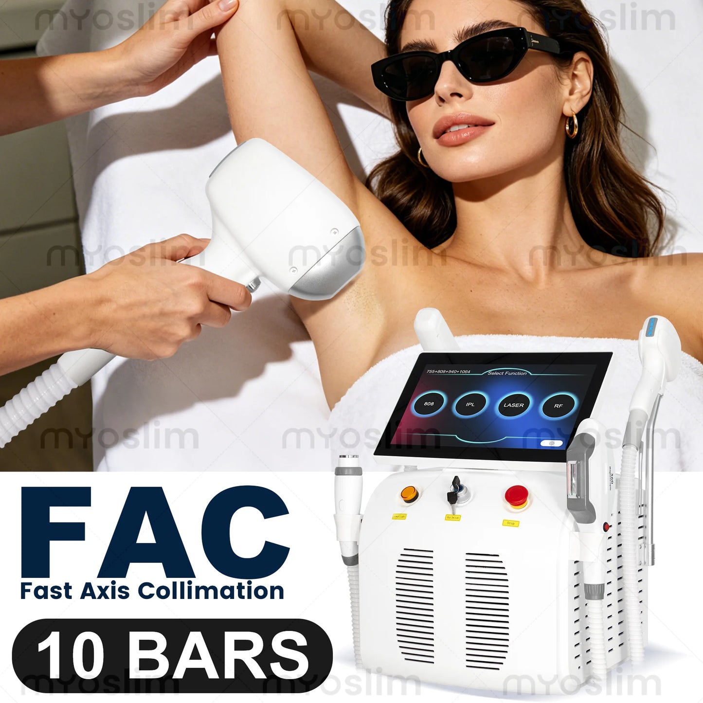 MYOSLIM 4in1 Diode Hair Removal Machine Nd YAG RF Tattoo