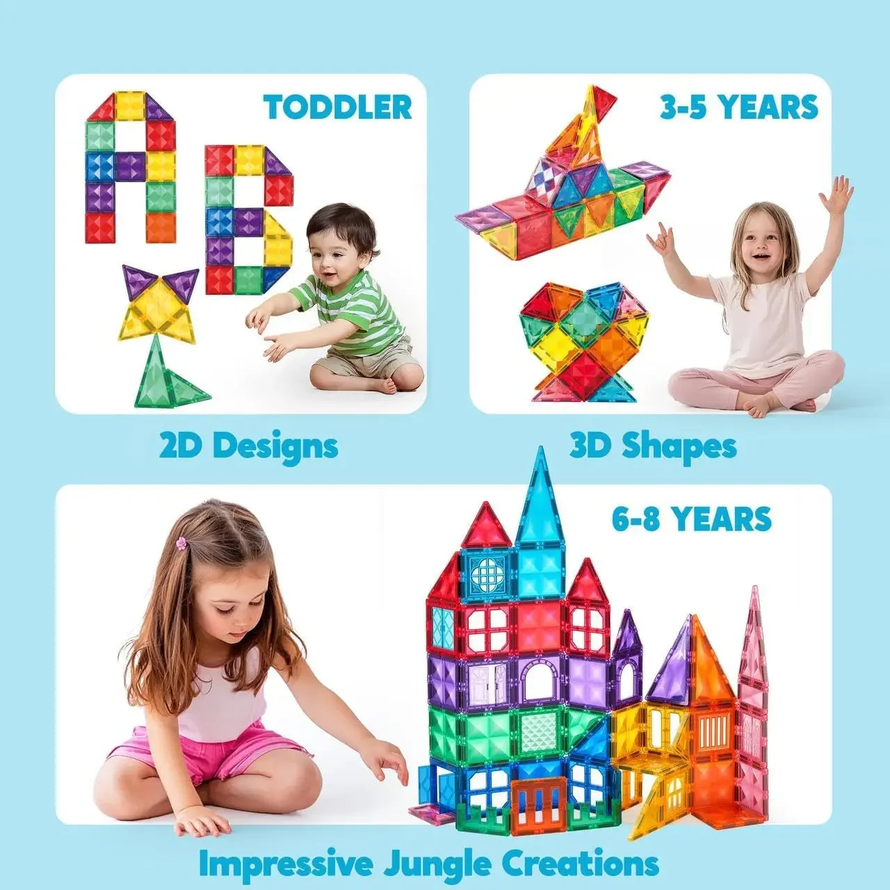 Joyfy Magnetic Building Tiles 66pcs Educational STEM Toy For Kids