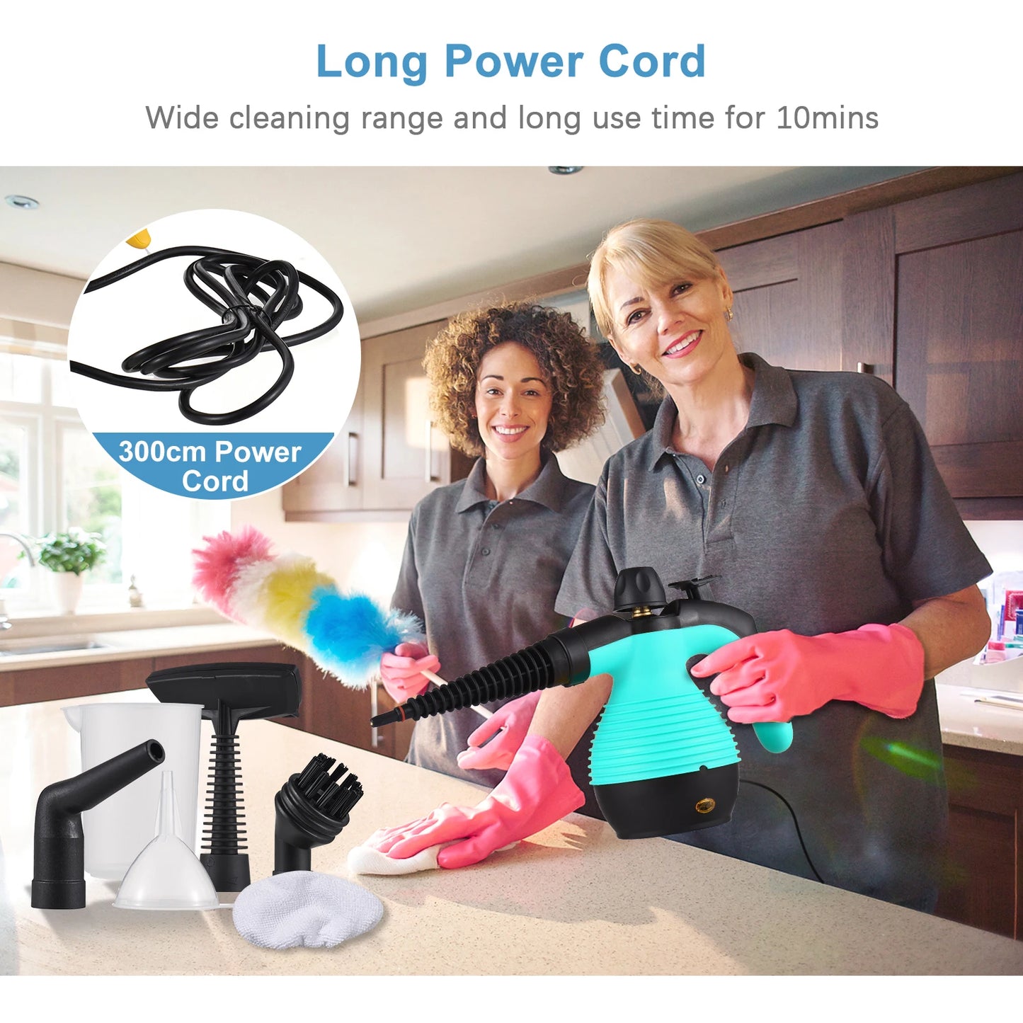 Romellar Portable Handheld Steam Cleaner With 9 Accessories