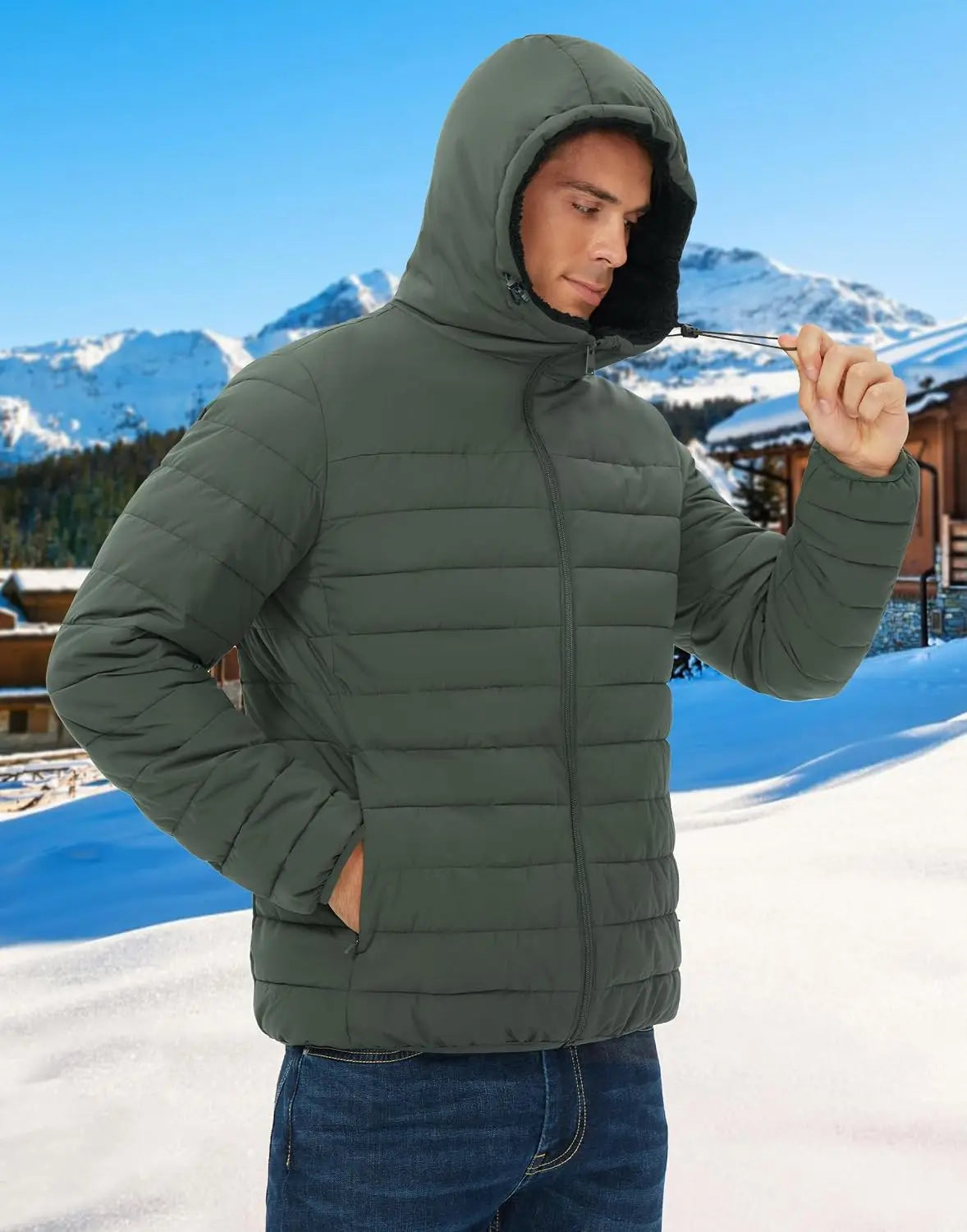 Pioneer Camp Men's Sherpa Lined Hooded Winter Puffer Jacket