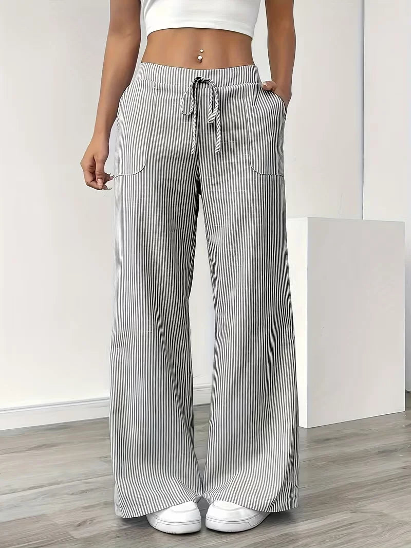 Lightweight Elastic Drawstring Athletic Pants With Pockets