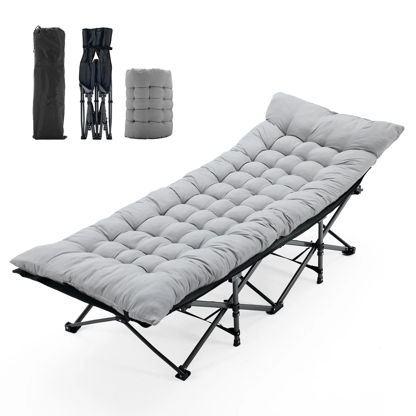 JHK Folding Camping Bed Lounge Chair With Storage Case