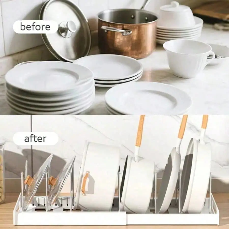 Heavy Duty Pull Out Pot Lid Organizer Rack For Cabinets
