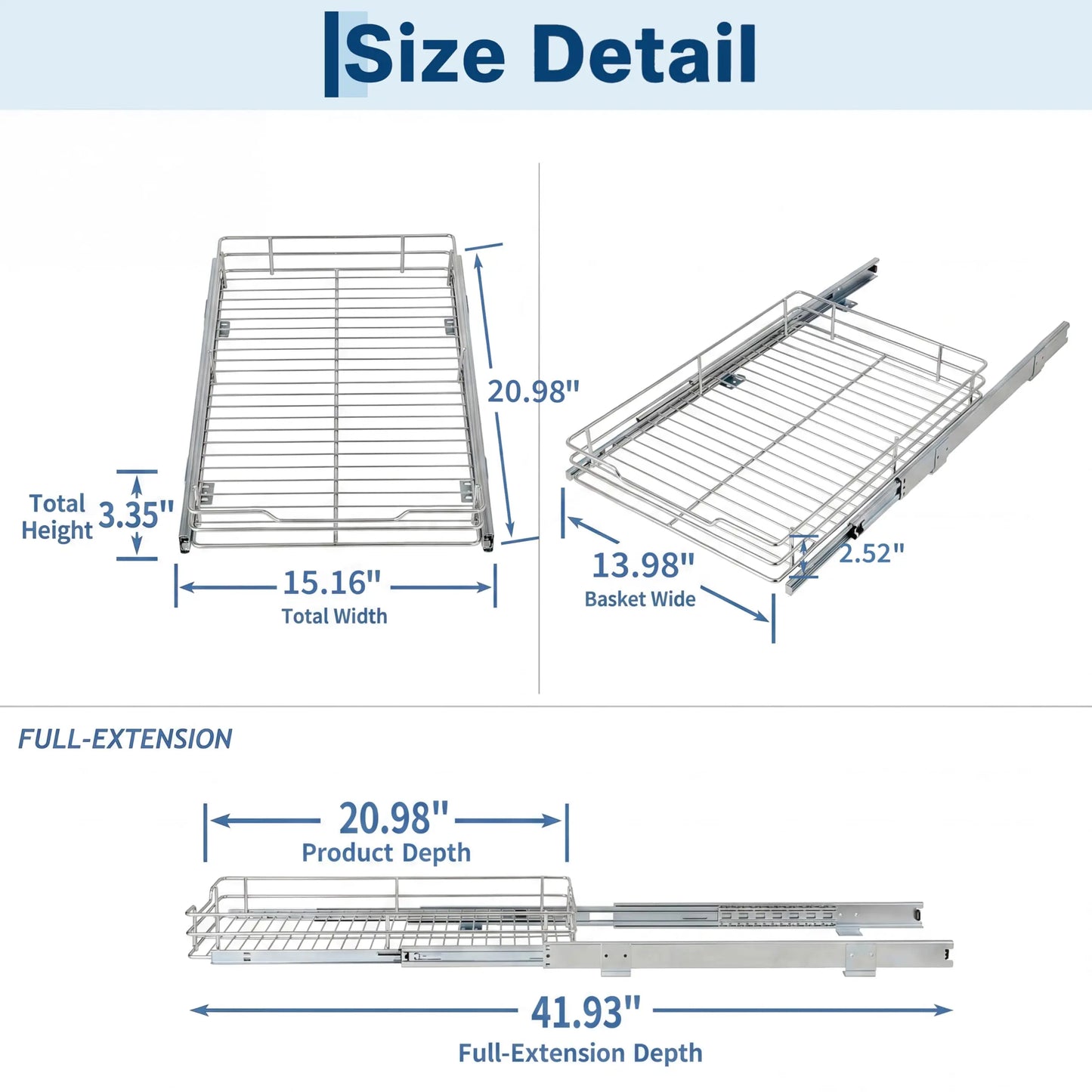 HiMISS Heavy Duty Stainless Steel Cabinet Pull Out Organizer