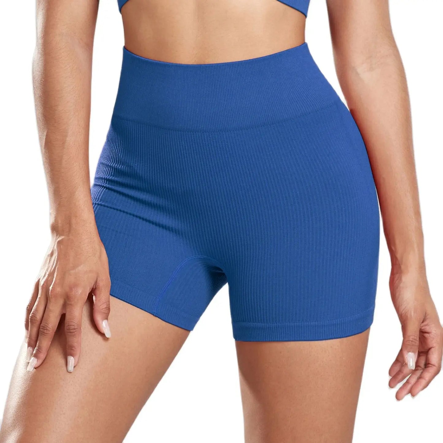 CHRLEISURE Seamless Ribbed Yoga Shorts High Waist Women Sportswear